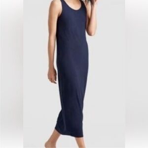 EILEEN FISHER Navy Sleeveless Maxi Dress M |Minimalist Sustainable Viscose Blend